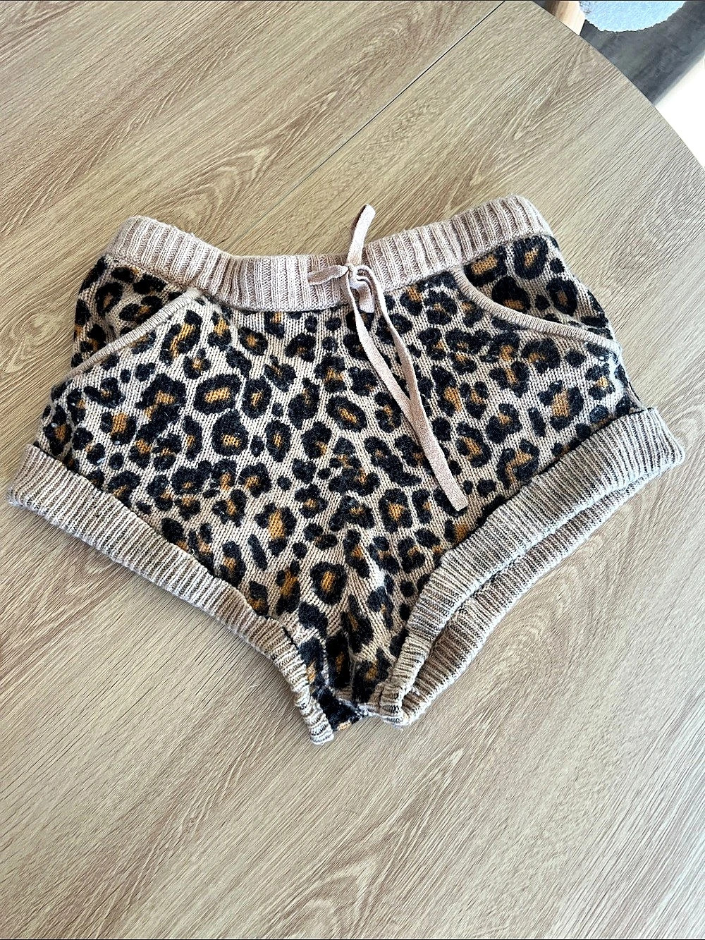 Spell & The Gypsy Collective Wild Cat Knit Shorts Leopard Print Size small